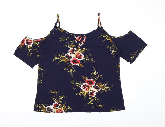 Womens UK Size 2XL Preworn Blue Basic Blouse