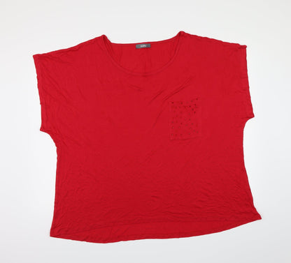 Womens UK Size 20 Studio Red Basic T-Shirt