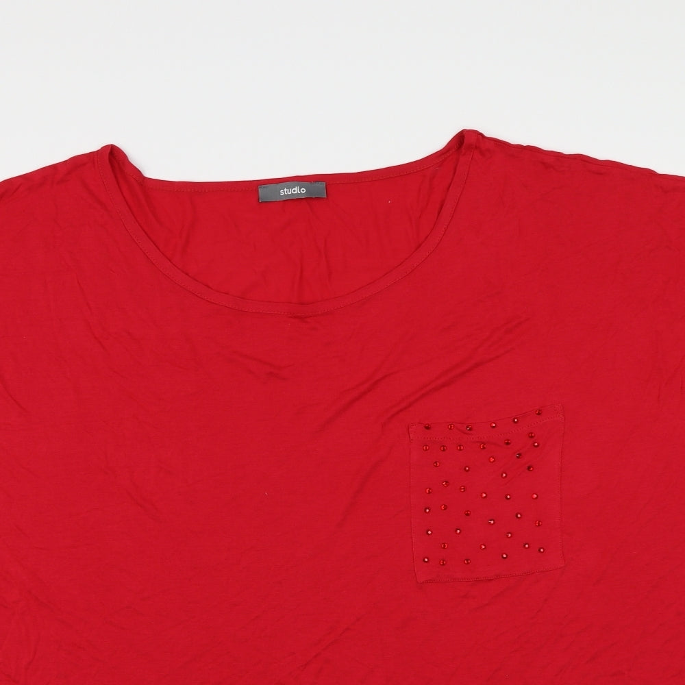 Womens UK Size 20 Studio Red Basic T-Shirt
