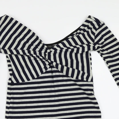 GAVI DI GAVI Womens Blue Striped  A-Line  Size M