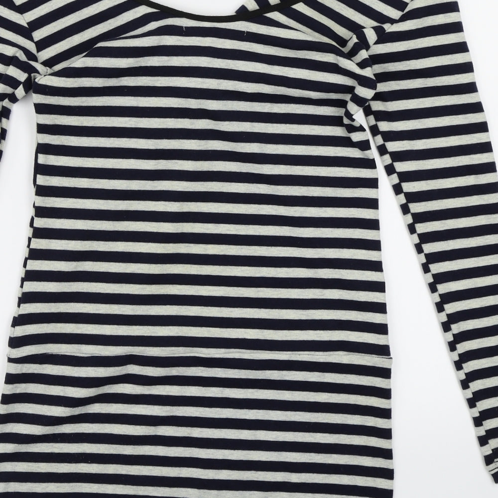 GAVI DI GAVI Womens Blue Striped  A-Line  Size M