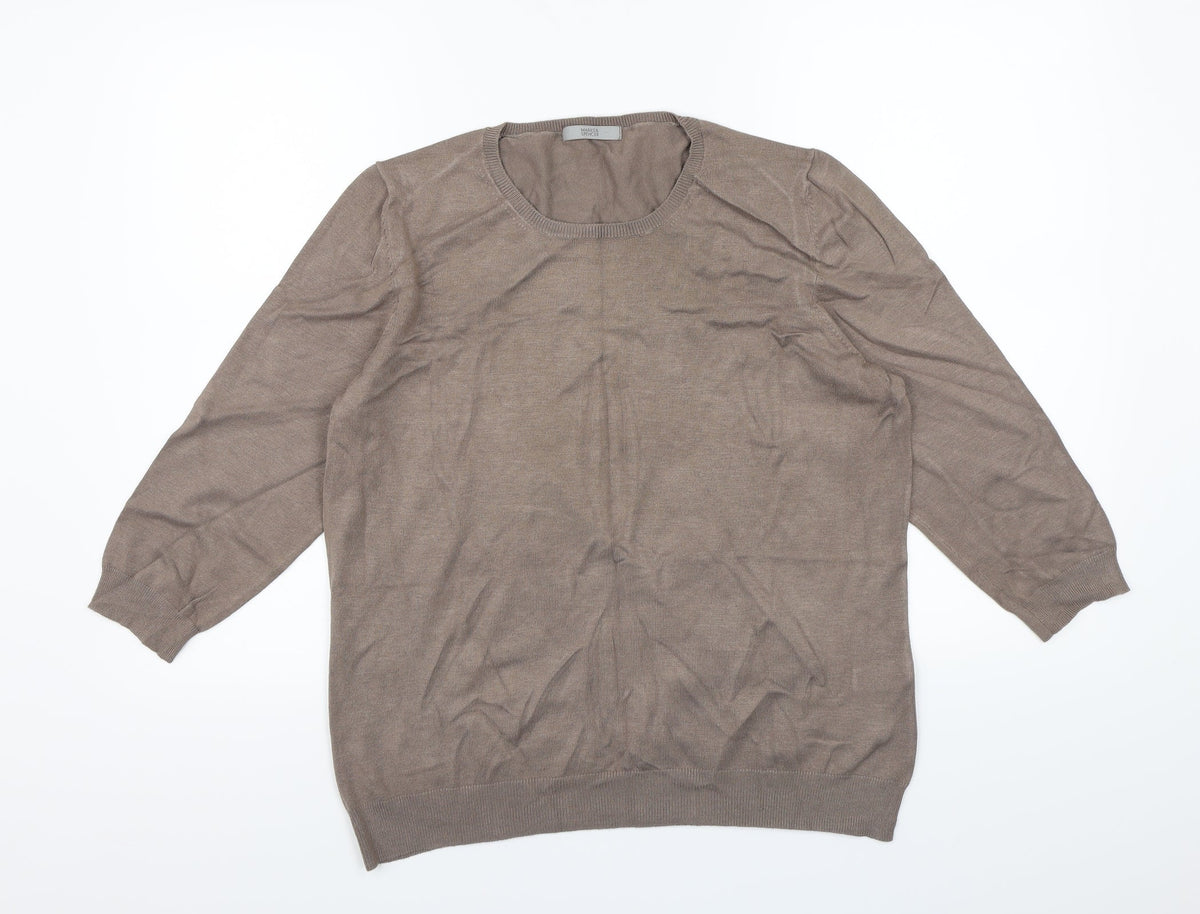 Marks & Spencer Womens Brown  Knit Pullover Jumper Size 18