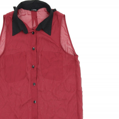 Papaya Womens Red  Chiffon Basic Button-Up Size 8