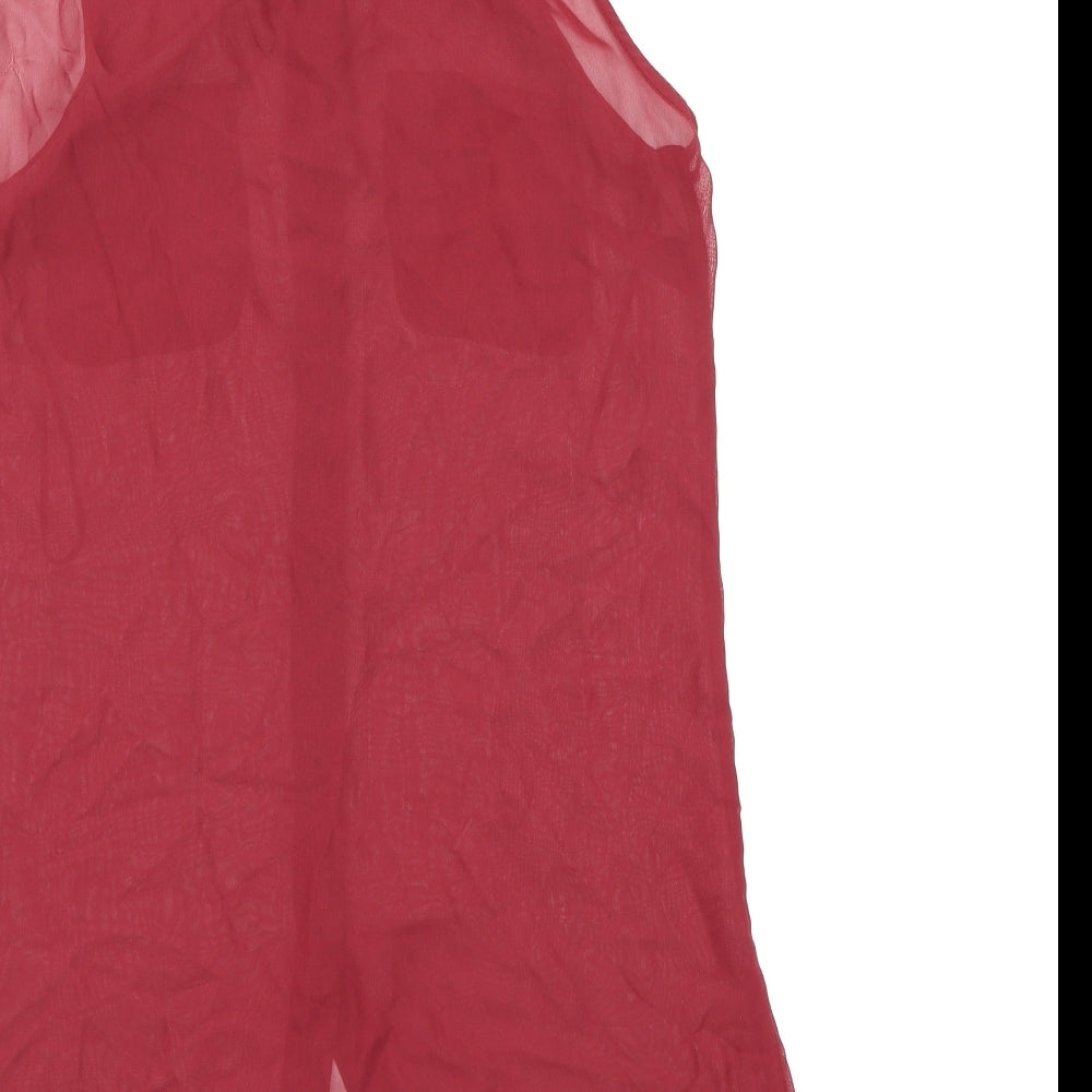 Papaya Womens Red  Chiffon Basic Button-Up Size 8