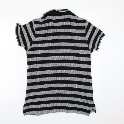 Twisted Soul Mens Black Striped   Polo Size L