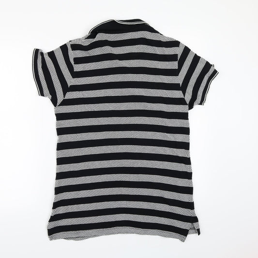 Twisted Soul Mens Black Striped   Polo Size L