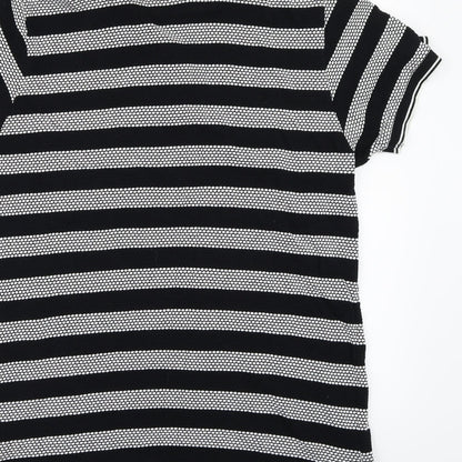 Twisted Soul Mens Black Striped   Polo Size L