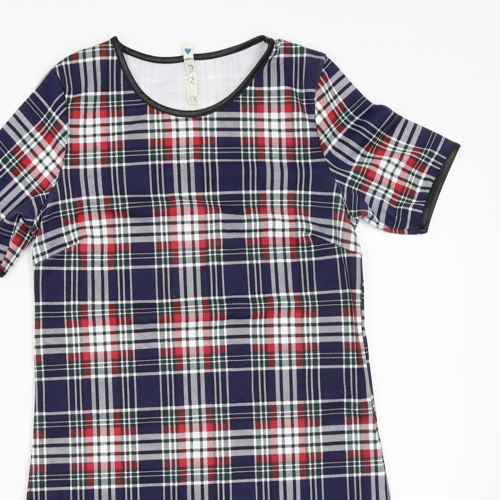 Blue Vanilla Womens Black Check  T-Shirt Dress  Size XS