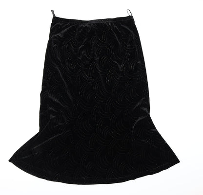 AMARANTO Womens Black  Velour Swing Skirt Size 16