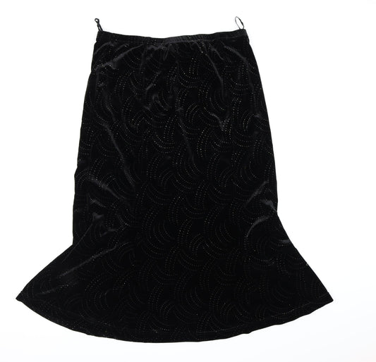 AMARANTO Womens Black  Velour Swing Skirt Size 16