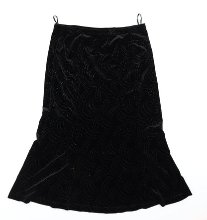 AMARANTO Womens Black  Velour Swing Skirt Size 16
