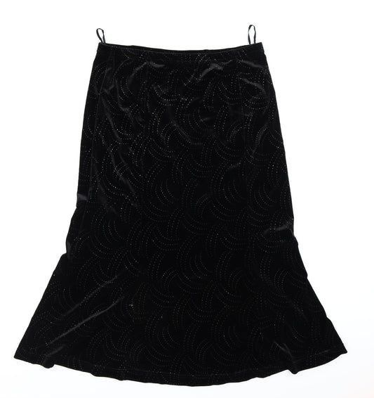 AMARANTO Womens Black  Velour Swing Skirt Size 16