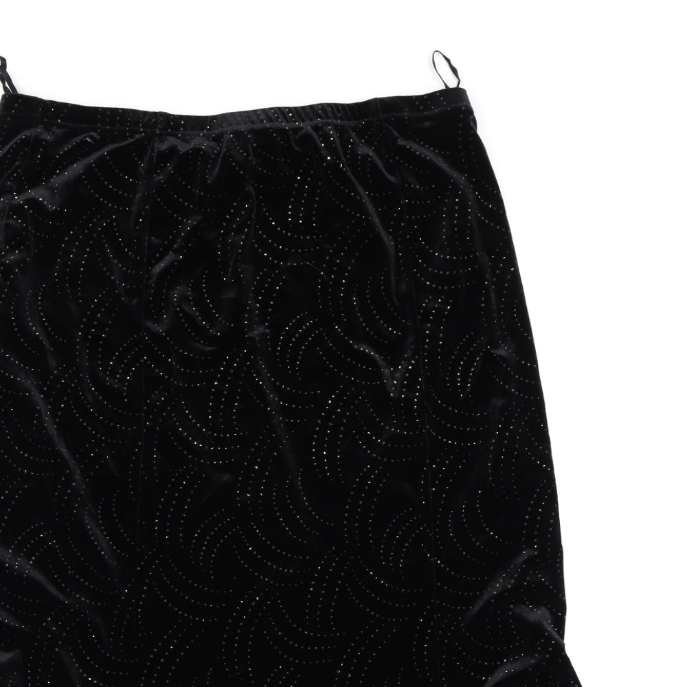AMARANTO Womens Black  Velour Swing Skirt Size 16