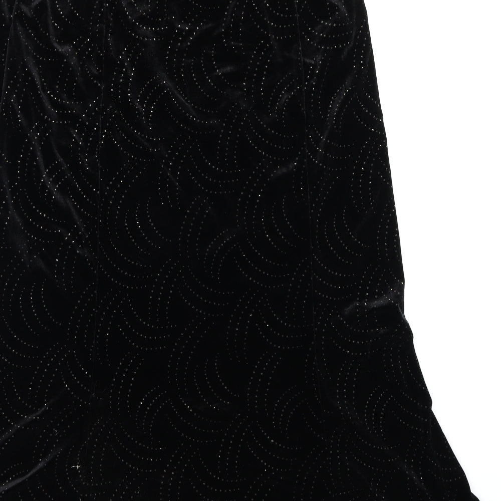 AMARANTO Womens Black  Velour Swing Skirt Size 16