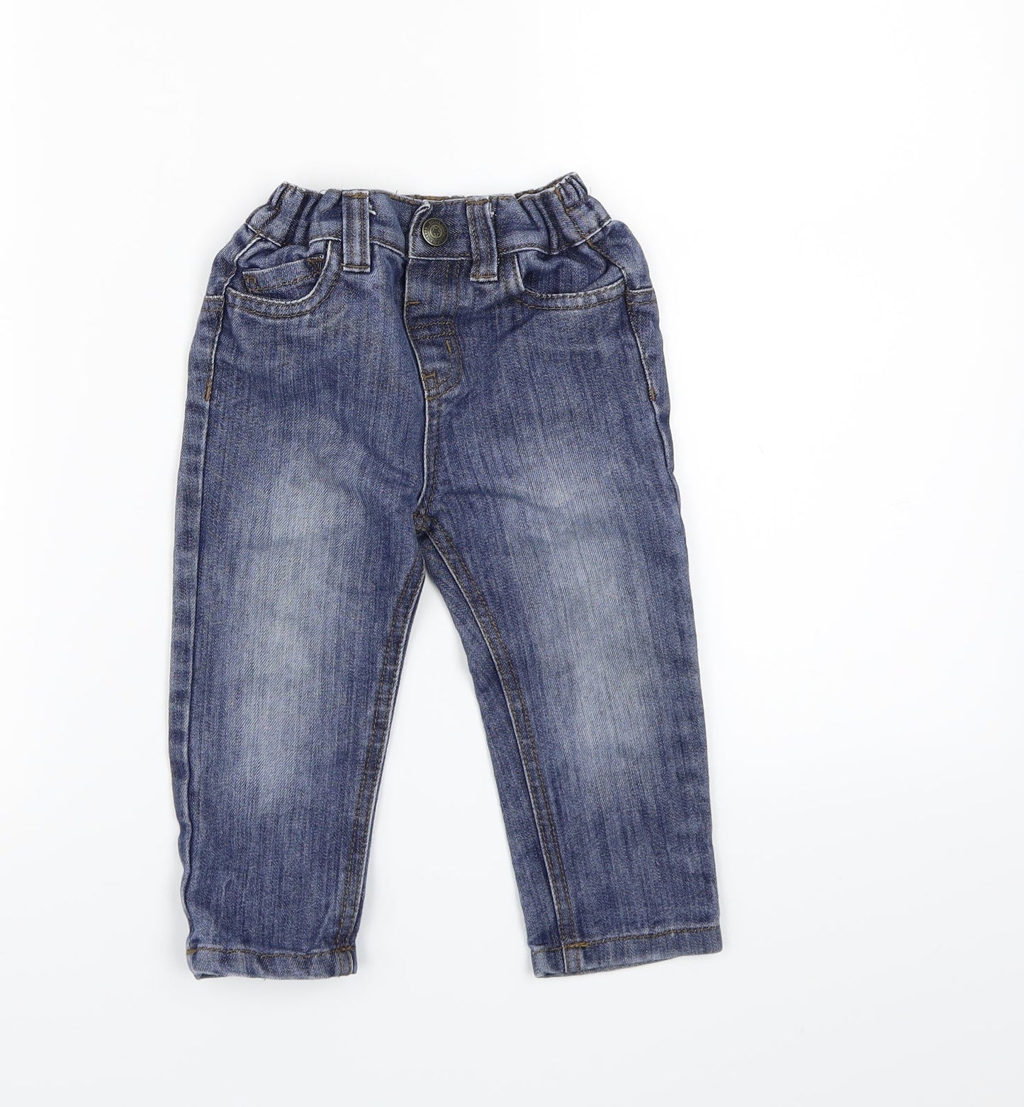 Little Rebel Boys Blue  Denim Cargo Jeans Size 18-24 Months