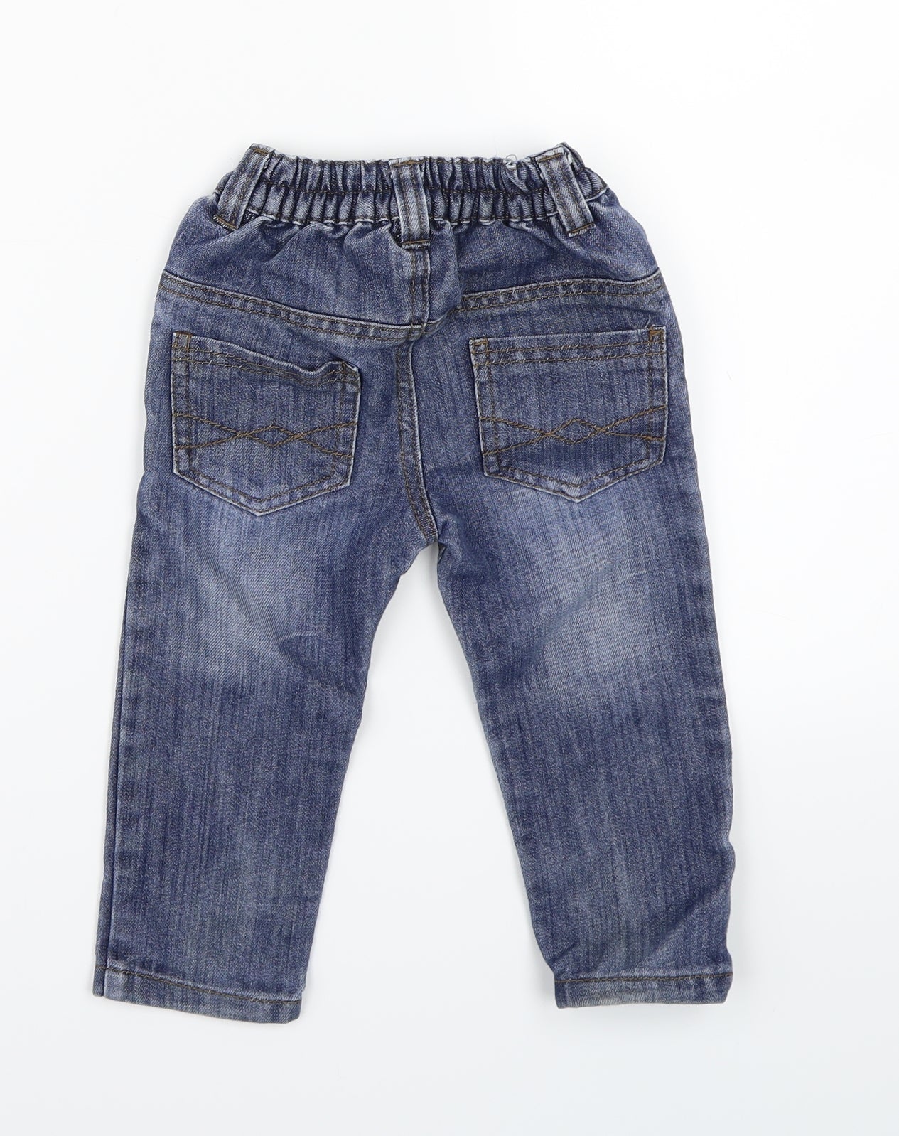 Little Rebel Boys Blue  Denim Cargo Jeans Size 18-24 Months
