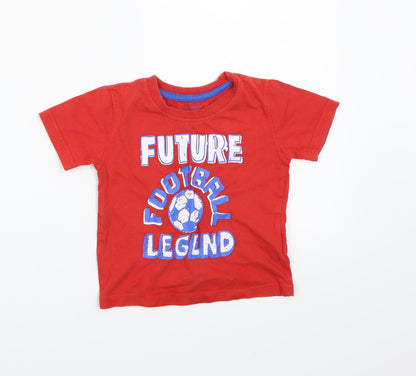 Little Rebel Boys Red   Basic T-Shirt Size 24 Months  - Football