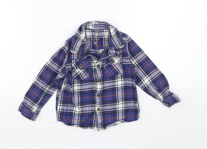 F&F Boys Blue Check  Basic Button-Up Size 12-18 Months