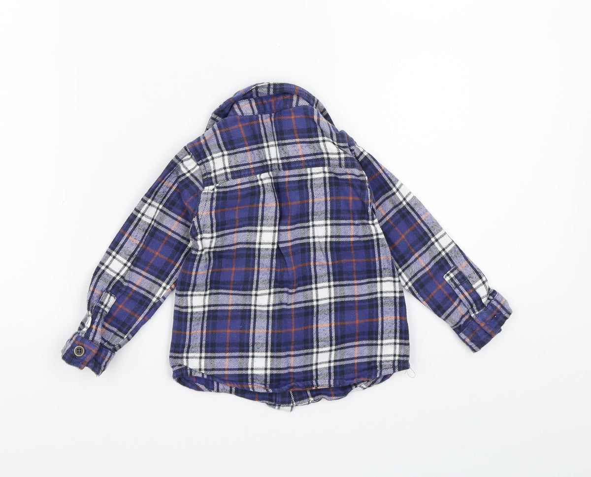 F&F Boys Blue Check  Basic Button-Up Size 12-18 Months