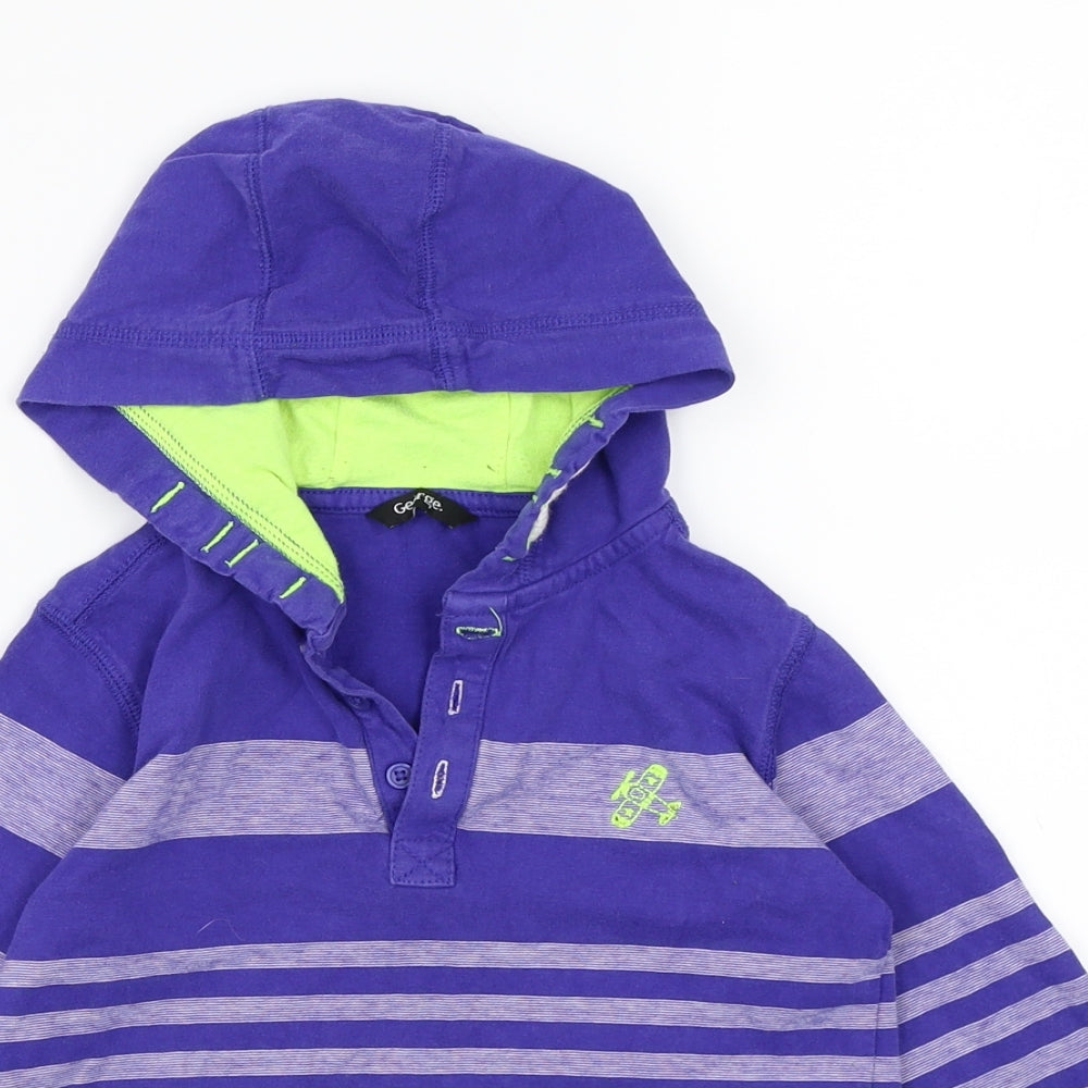 George Boys Blue Striped  Pullover Hoodie Size 4-5 Years