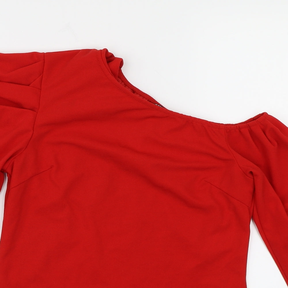 Womens UK Size XS SHIEN Red Basic Blouse