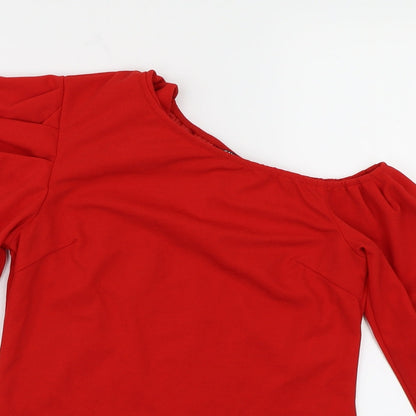 Womens UK Size XS SHIEN Red Basic Blouse