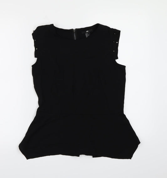 Womens UK Size 10 H&M Black Basic Blouse