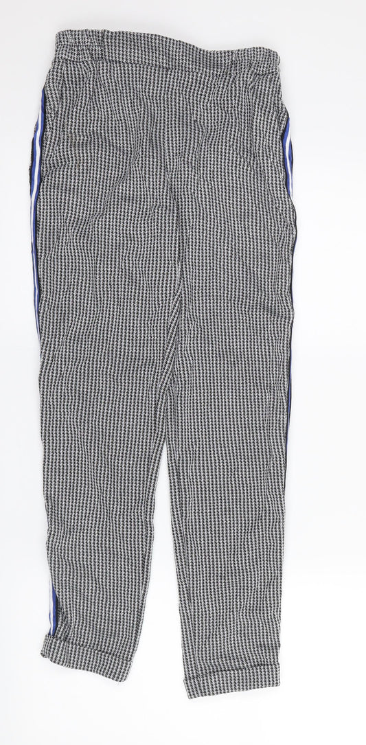 Primark Womens Black Geometric  Jogger Trousers Size 6 L26 in