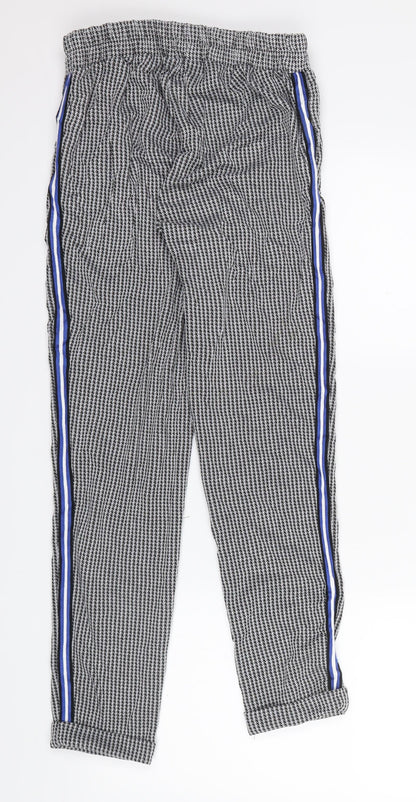 Primark Womens Black Geometric  Jogger Trousers Size 6 L26 in