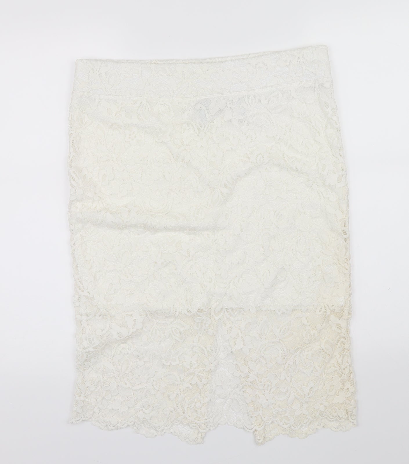 Womens UK Size L Preworn A-Line Lace Skirt