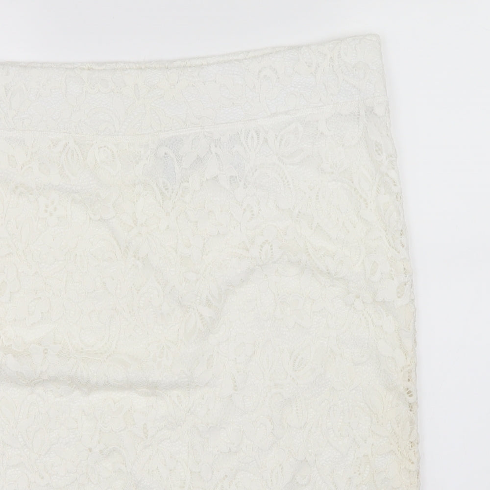 Womens UK Size L Preworn A-Line Lace Skirt