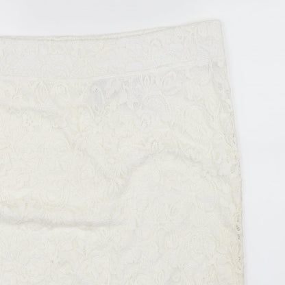 Womens UK Size L Preworn A-Line Lace Skirt