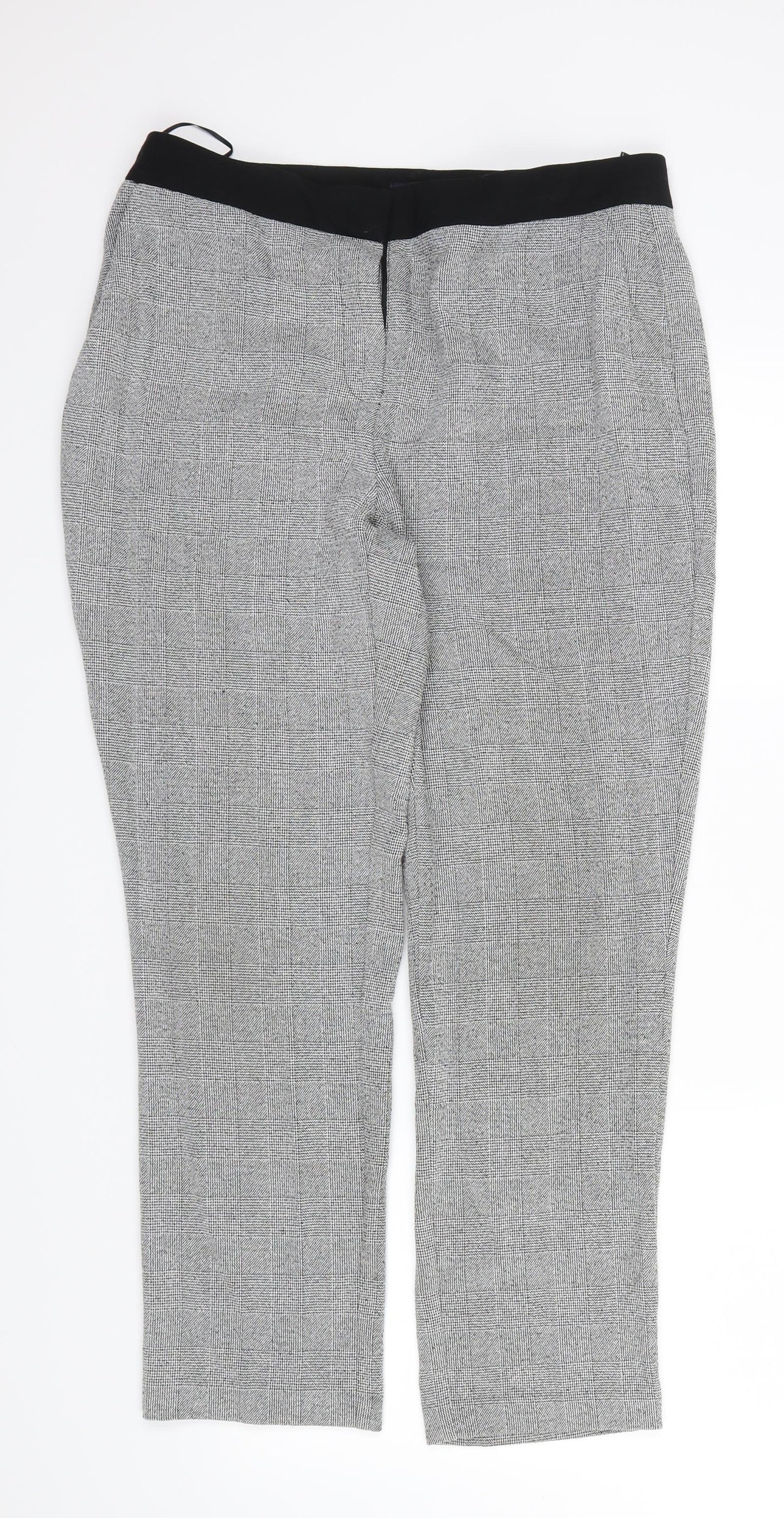 M&S Womens Grey Check  Dress Pants Trousers Size 12 L26 in
