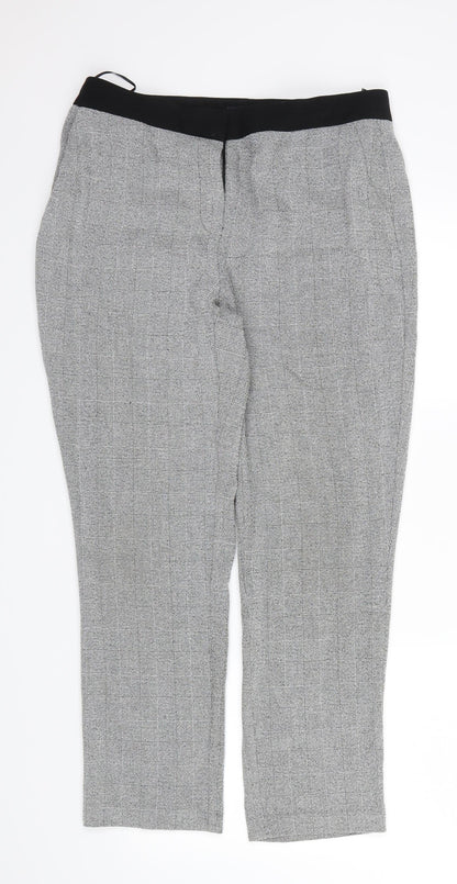 M&S Womens Grey Check  Dress Pants Trousers Size 12 L26 in