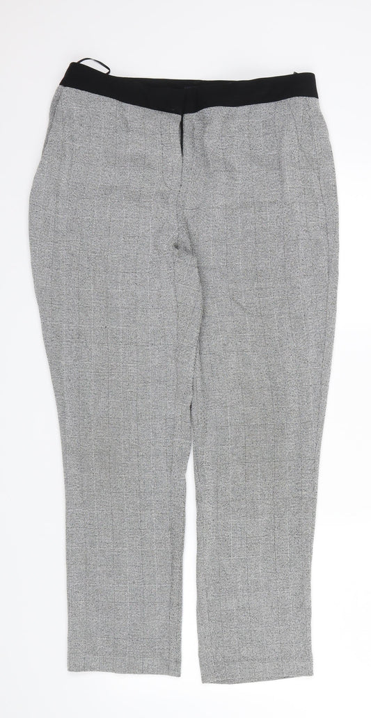 M&S Womens Grey Check  Dress Pants Trousers Size 12 L26 in