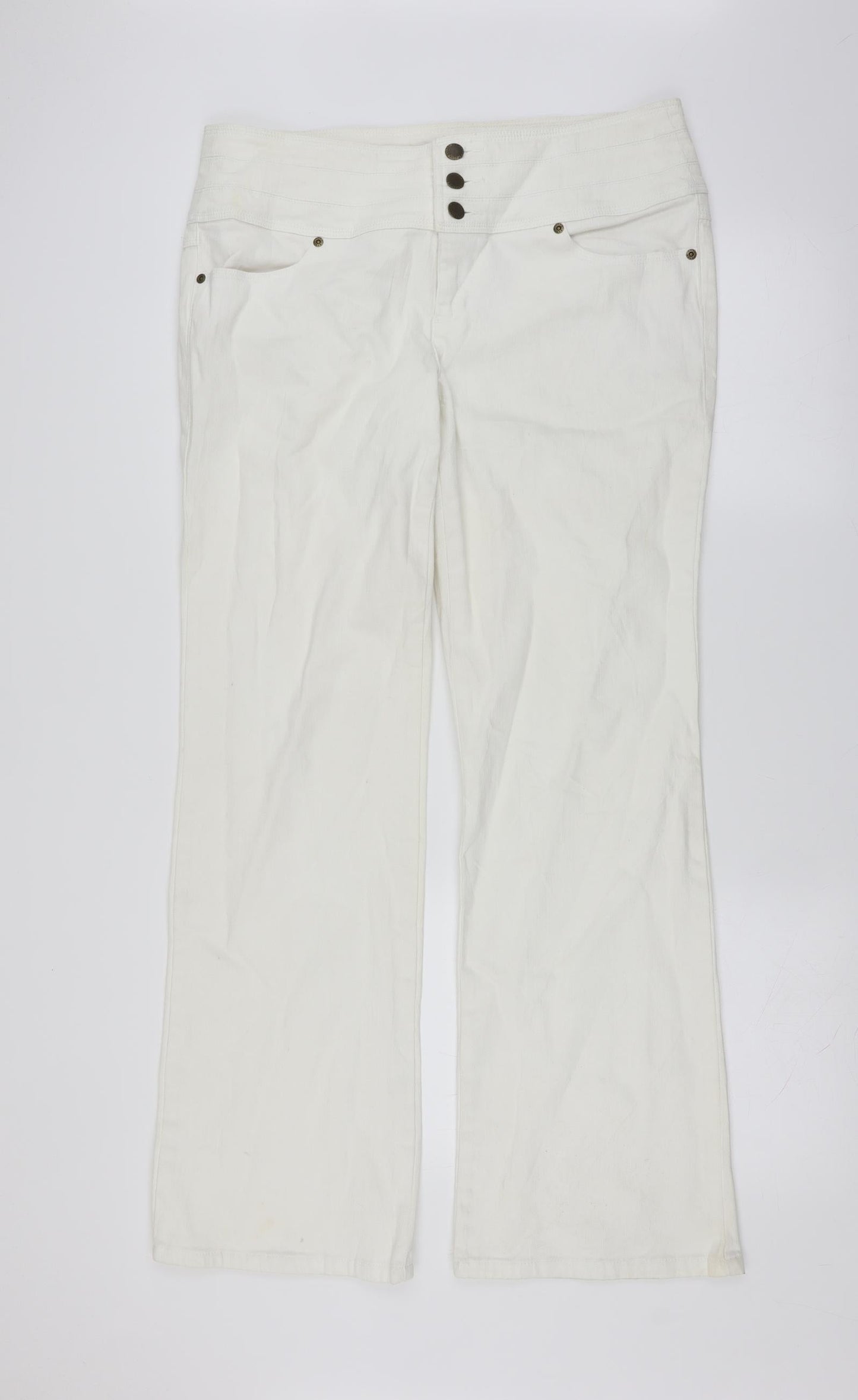 John Baner Womens White  Denim Bootcut Jeans Size 16 L31 in - Bootcut