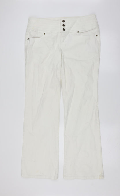 John Baner Womens White  Denim Bootcut Jeans Size 16 L31 in - Bootcut