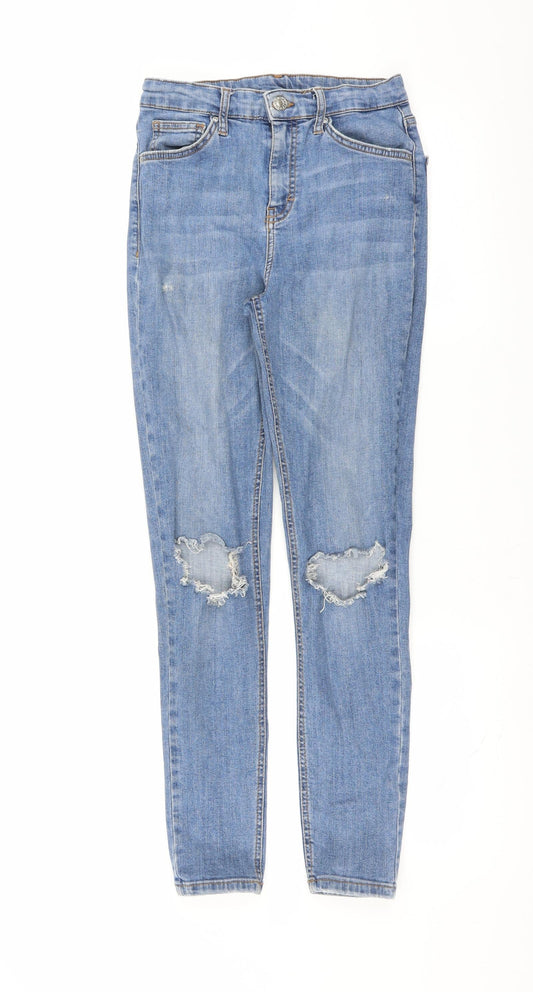 Topshop Womens Blue  Denim Skinny Jeans Size 28 in L32 in - Distressed