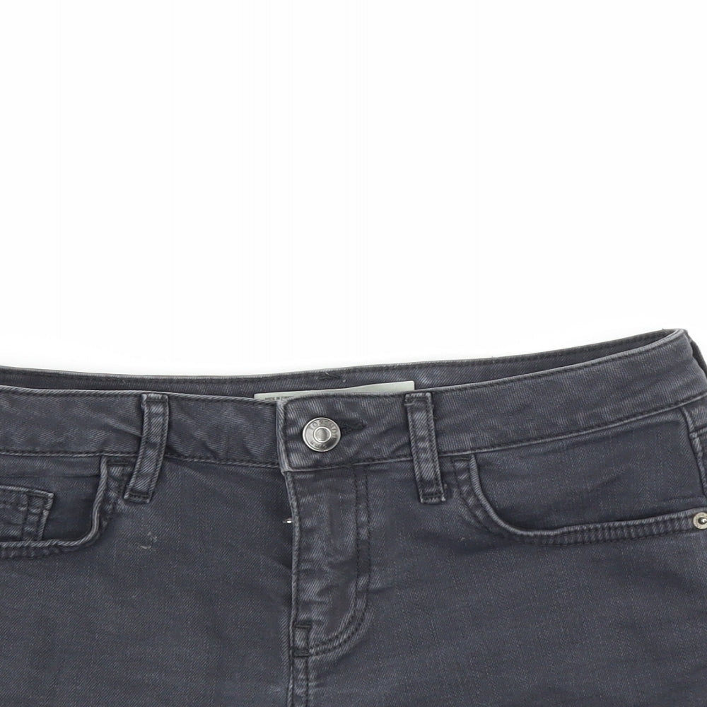 Topshop Womens Grey  Denim Hot Pants Shorts Size 8 - Distressed hem