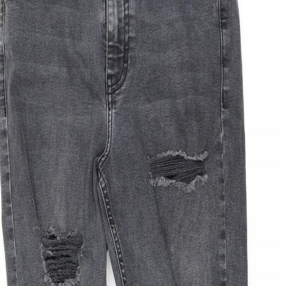 Topshop Womens Grey  Denim Skinny Jeans Size 28 in L30 in - Distressed