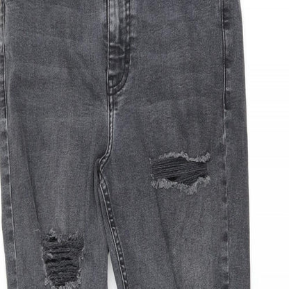 Topshop Womens Grey  Denim Skinny Jeans Size 28 in L30 in - Distressed