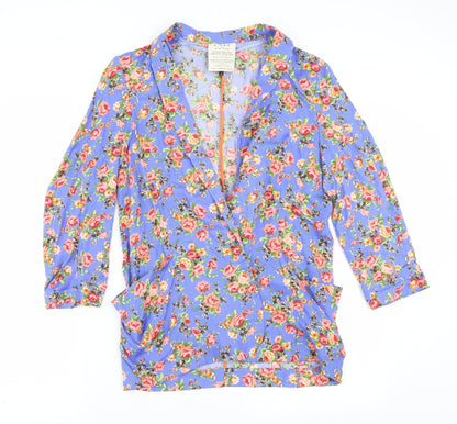 River Island Womens Blue Floral  Jacket Blazer Size 10