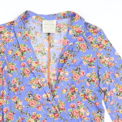 River Island Womens Blue Floral  Jacket Blazer Size 10
