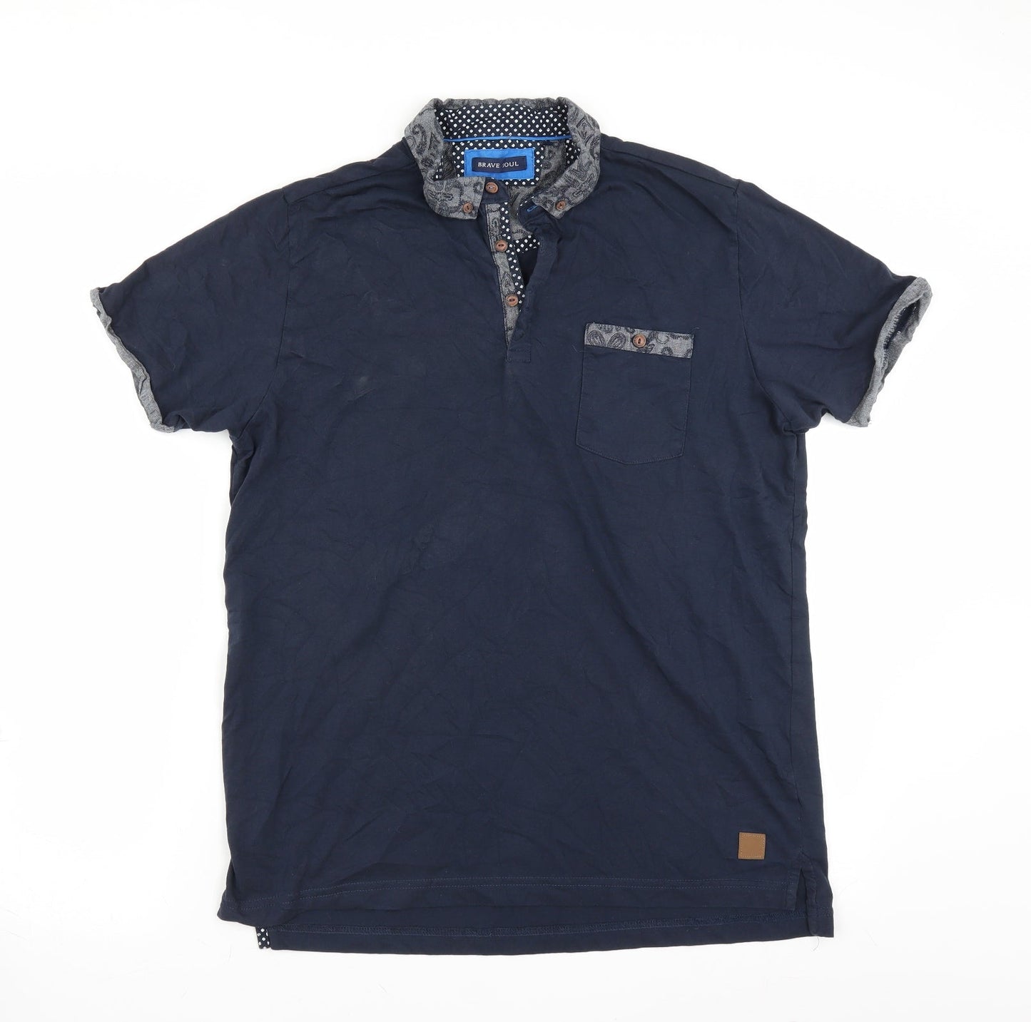 Brave Soul Mens Blue    Polo Size M