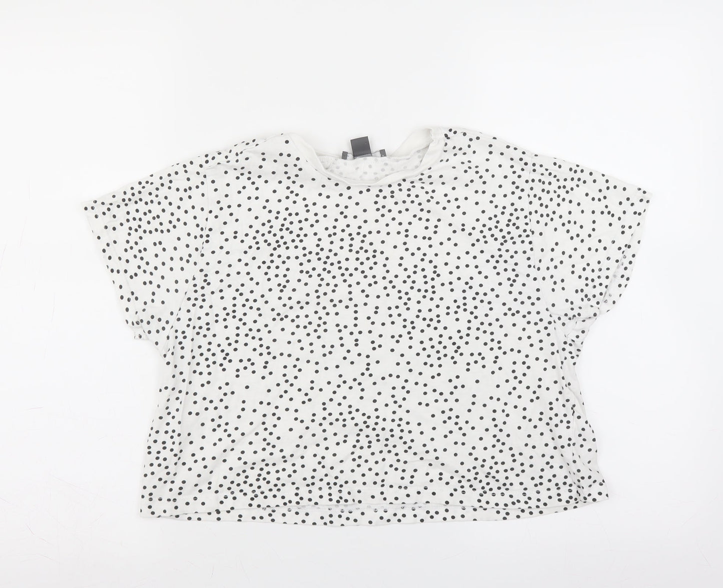 Primark Womens White Polka Dot  Basic T-Shirt Size 10  - cropped