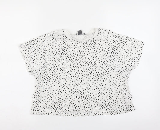 Primark Womens White Polka Dot  Basic T-Shirt Size 10  - cropped