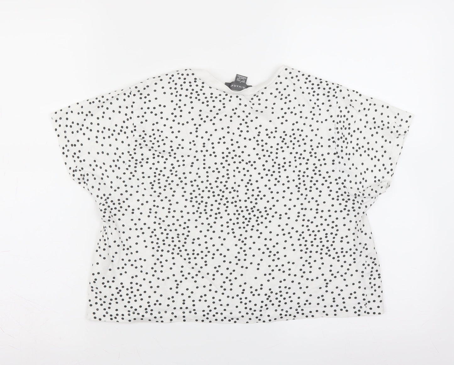 Primark Womens White Polka Dot  Basic T-Shirt Size 10  - cropped