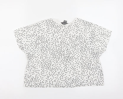Primark Womens White Polka Dot  Basic T-Shirt Size 10  - cropped
