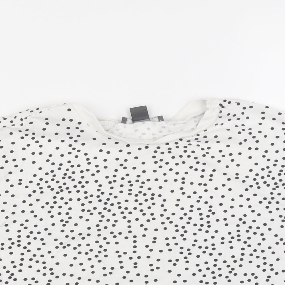 Primark Womens White Polka Dot  Basic T-Shirt Size 10  - cropped