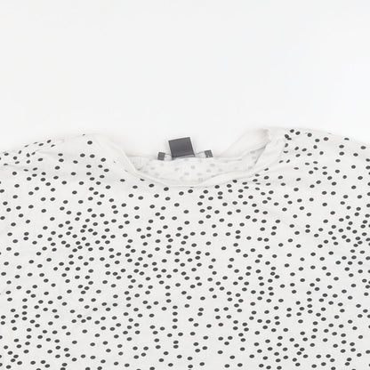 Primark Womens White Polka Dot  Basic T-Shirt Size 10  - cropped